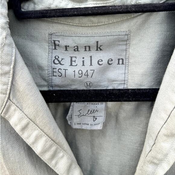 Frank & Eileen | Eileen Relaxed Fit Button Down Shirt Raw Hem Army Green Size M - Picture 2 of 7